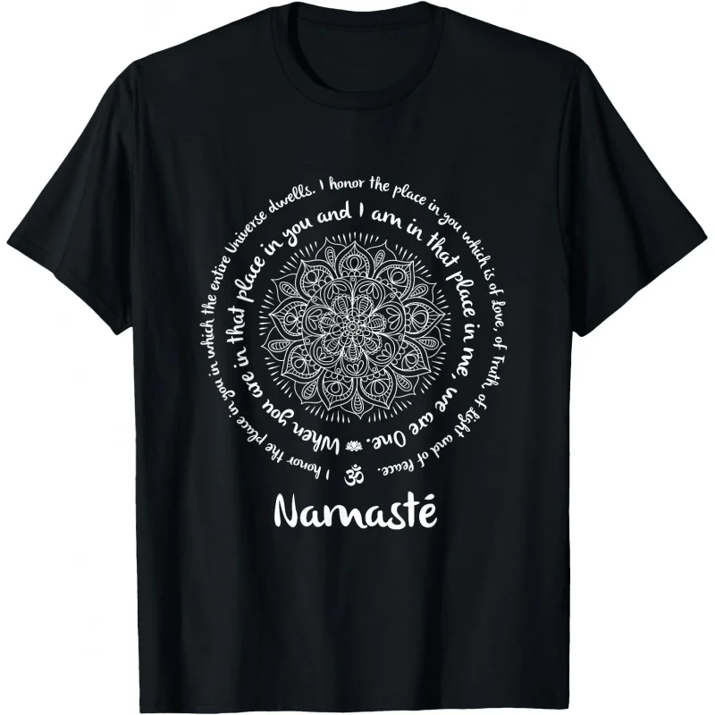 

Namaste WE are ONE Meditation Sayings Mandala Gift t shirt Yoga Inspiredprint Short Sleeve Graphic clothes All size tops