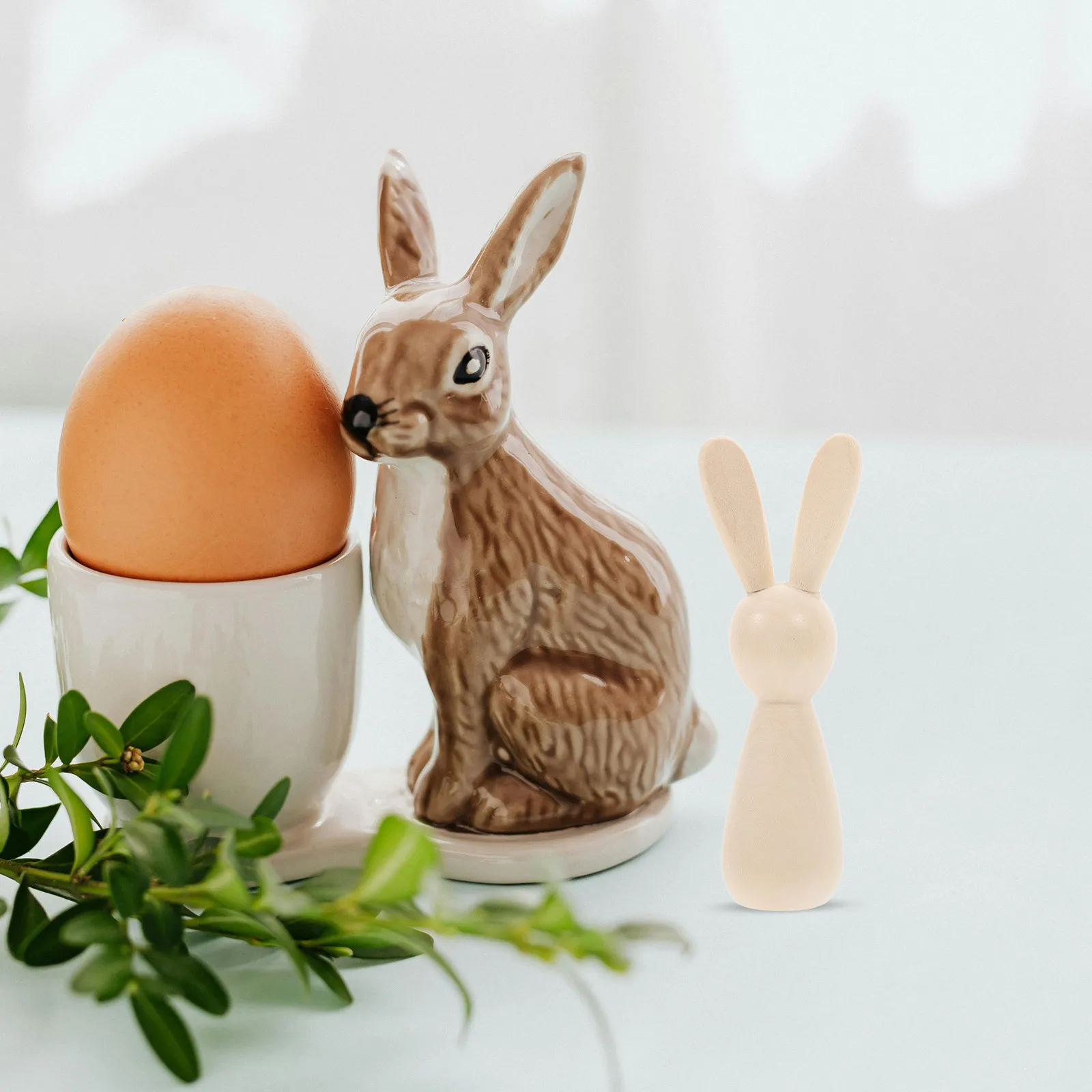 

Набор из 6 натуральных неокрашенных деревянных фигурок кроликов для творчества, росписи, поделок, декора детской комнаты