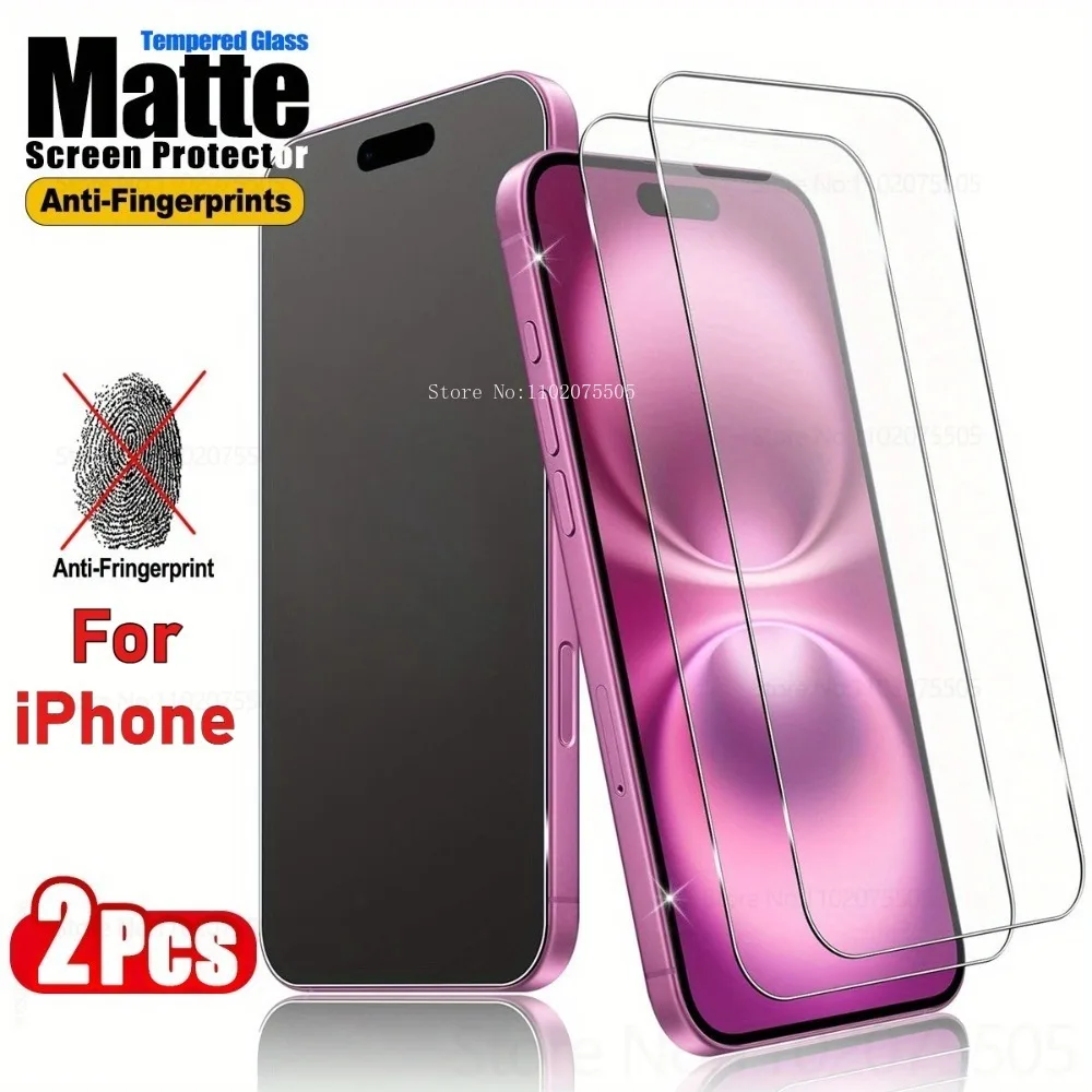 

2Pcs Matte Tempered Glass for IPhone 16 Promax 14 15 Plus 11 12Mini 13 Promax Anti-Fingerprint Screen Protector 17 Promax XR 16E
