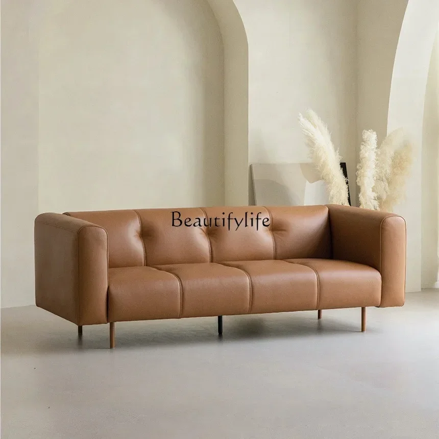 

Nordic art fabric sofa living room simple light luxury straight row technology cloth leave-in sofa chair