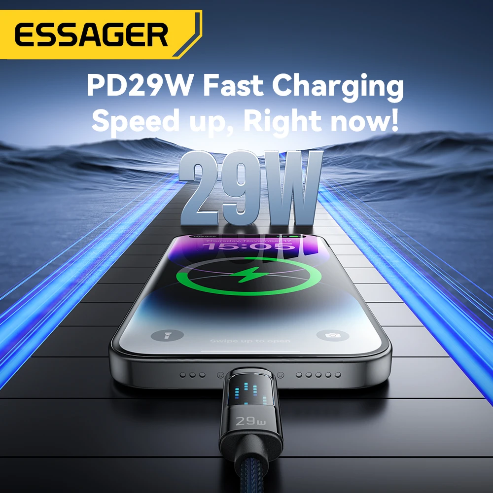 Essager Type C To Lighting Cable PD 29W Fast Charging Wire For iPhone 14 13 12 11 Pro Max Xs 8 Plus iPad Macbook Digital Display