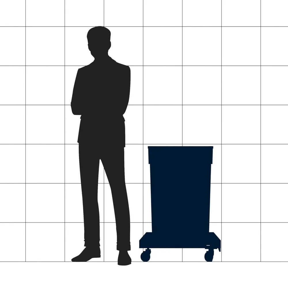 سلة مهملات جيم سليم سوداء سعة 23 جالونًا مع دوللي للاستخدام المنزلي والمكتبي