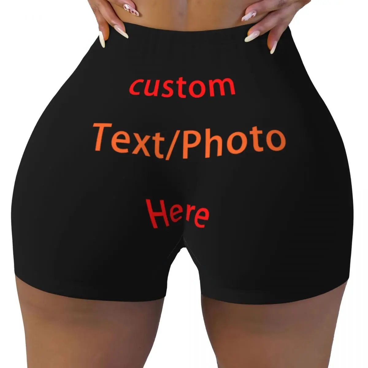 

Custom Photo Text Here Biker Running Workout Shorts Women Gym Athletic Yoga Shorts