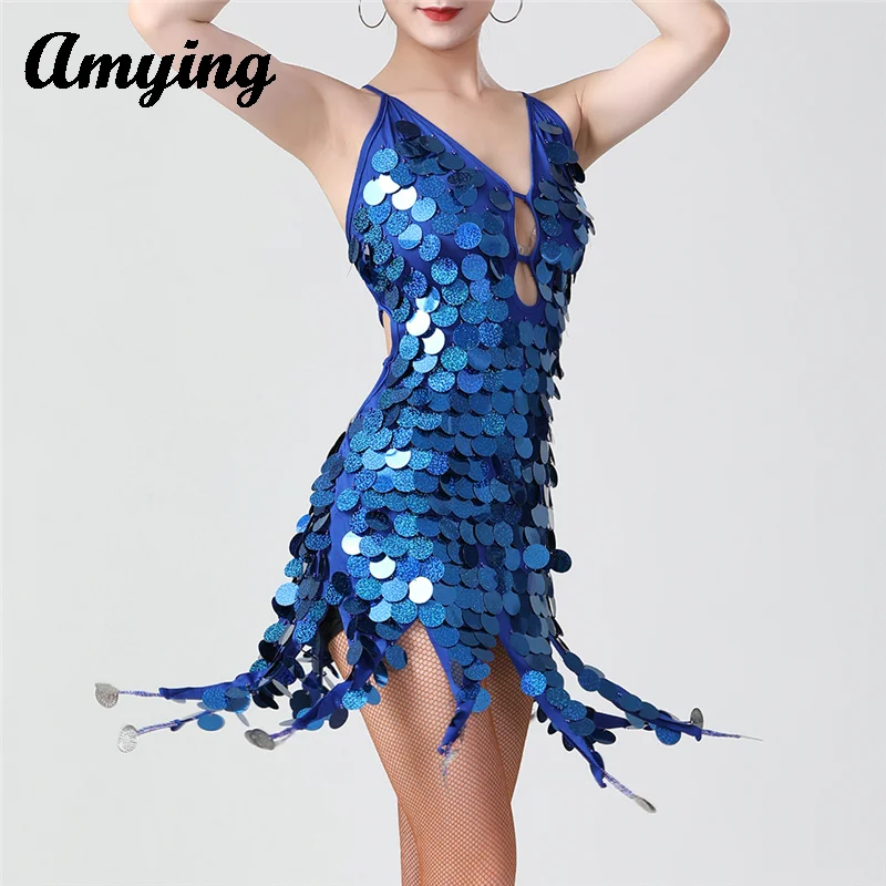 

Women's Shiny Latin Dance Dress Ladies Stage Performance Costum Jazz Tango Rumba Cha cha Tango Sexy Backlesse Holiday Clothing