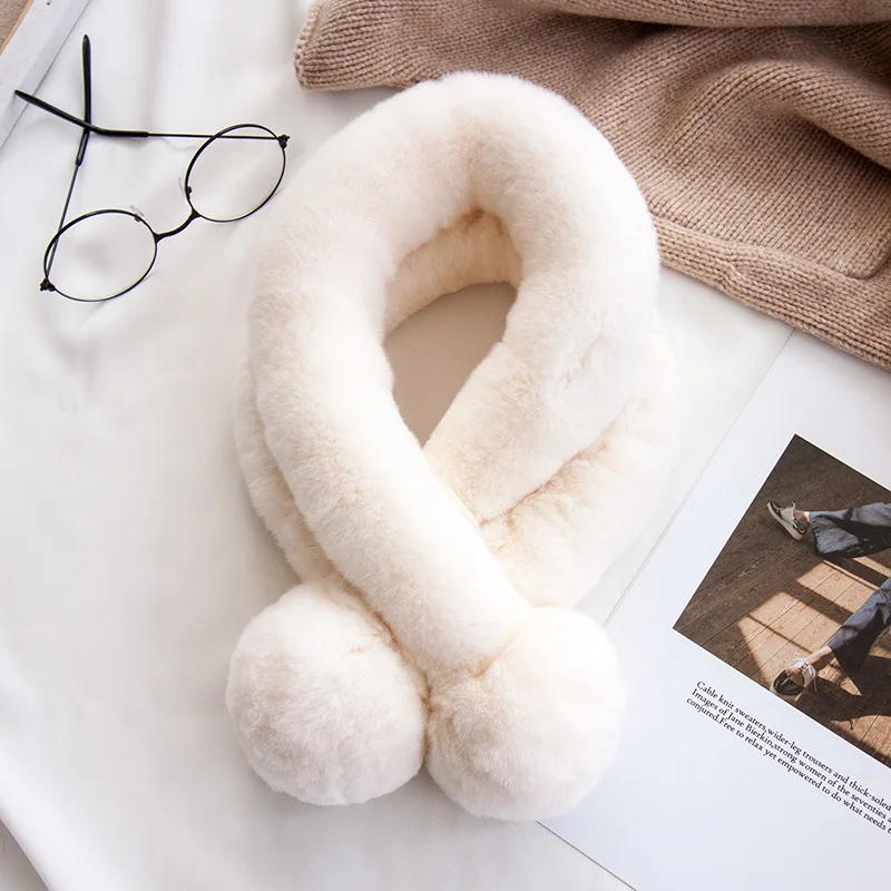 

Winter Women Real Rabbit Fur Scarf Lady Warm Rabbit Fur Scarves Knit Natural Real Rabbit Fur Ring Casual Muffler Neckerchief