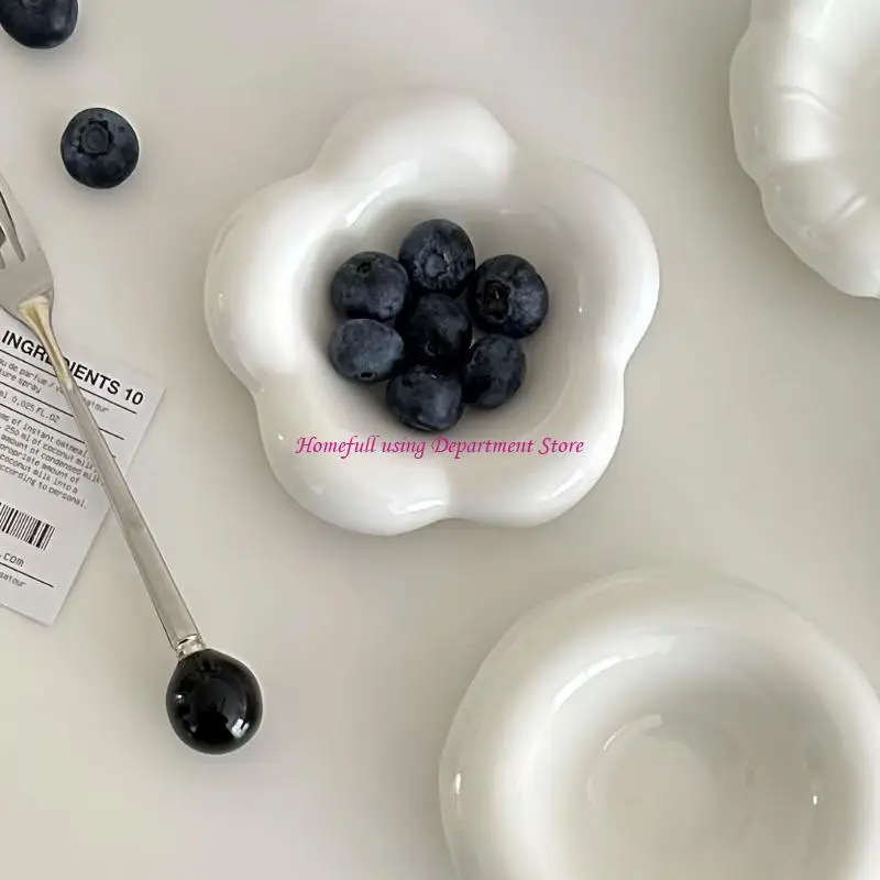 Counter Display Dish White Ceramic Serving Tray for Candy, Fruit, Jewelry Storage, Dressing Table Use, Coffee Table Placement