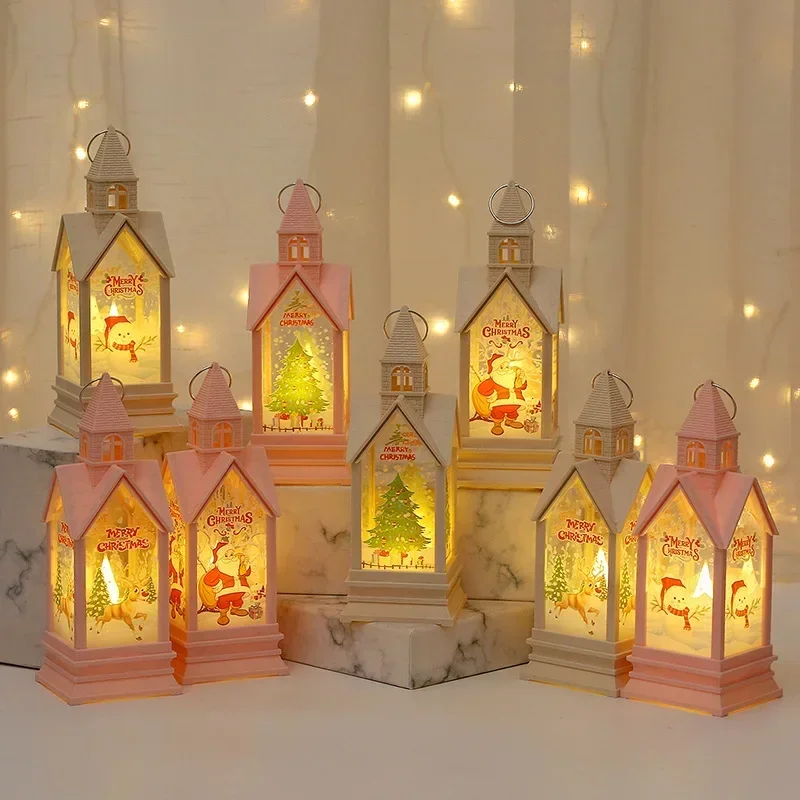 Christmas LED Lantern Light Home Christmas Tree Ornaments LED Lamp Xmas Glow Decorations Kids Gift Happy New Year Decors