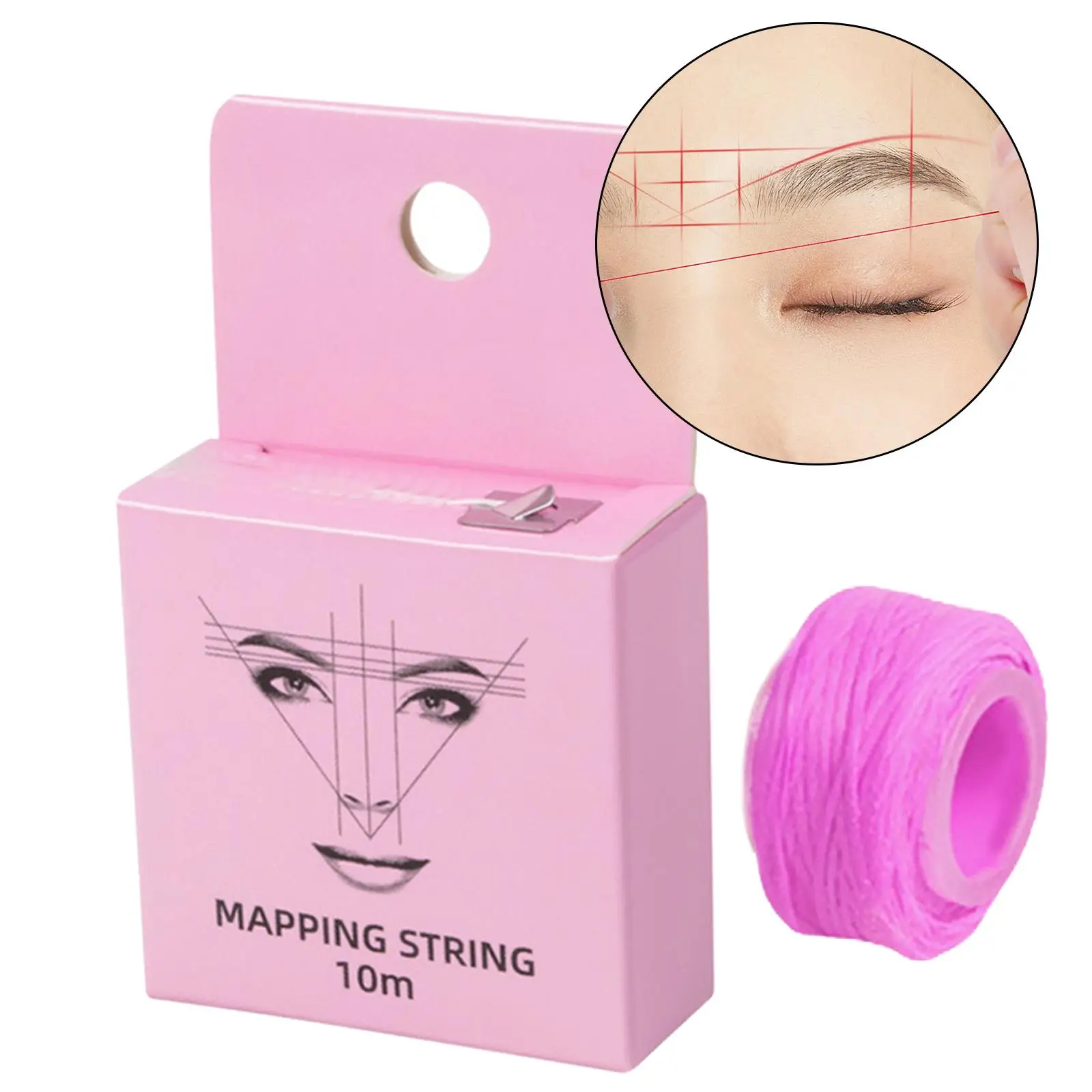 Augenbrauen-Mapping-Schnur, voreingefärbter, wiederverwendbarer Baumwollfaden-Marker mit Sticklineal für Brow Definition Tattoo Design
