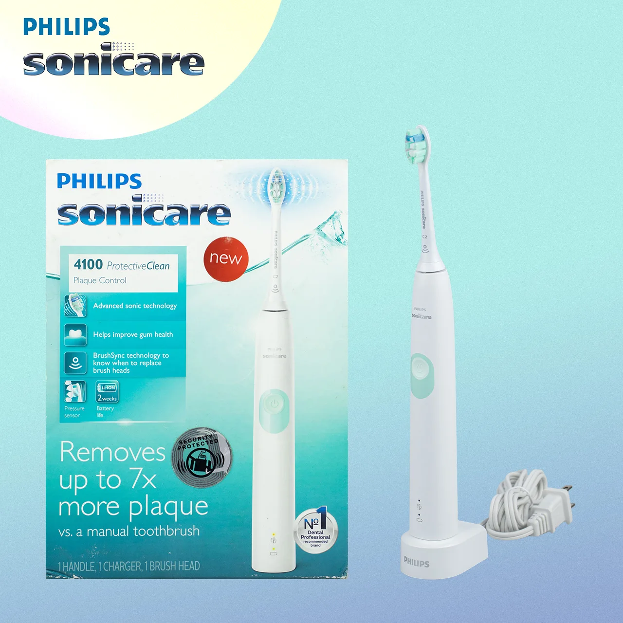 

Philips Sonicare Series 4100 Sonic electric toothbrush for adult replacement head HX6817 White