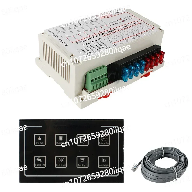 Bluetooth Touch Control Panel 12/24V Caravan Motorhome RV Modified 8-way Switch Control Panel Display