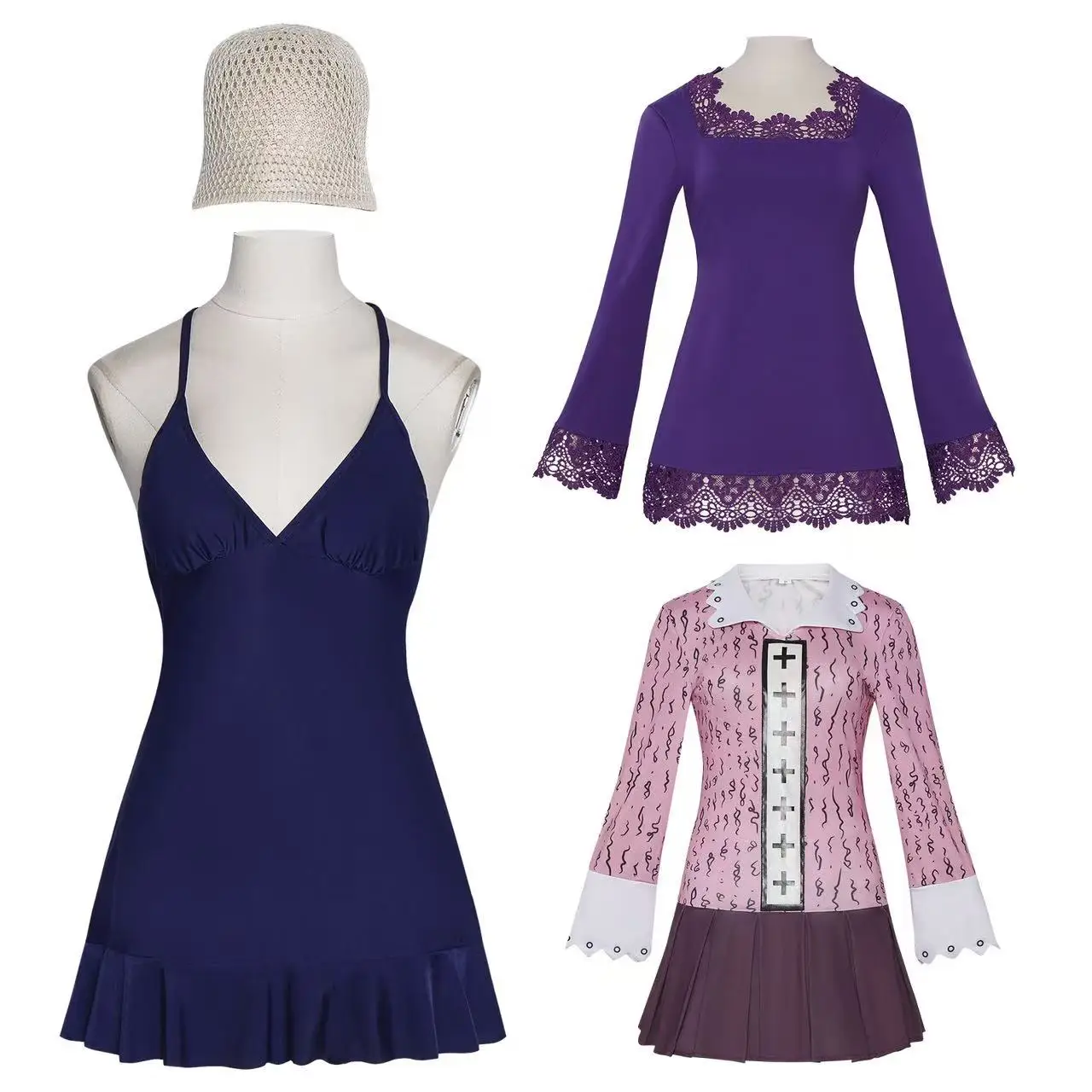 

Anime Cosplay Dress for Nami & Nico Robin Purple Lace Cosplay Costume