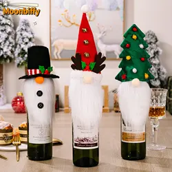 New Year 2023 Christmas Gift Bags Holder Wine Bottle Dust Cover Noel Christmas Decorations for Home Christmas Ornament Navidad