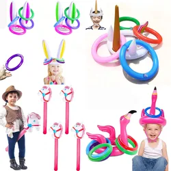 Opblaasbare Paardenkop Stok Eenhoorn Regenboog Paardenballon Lange Stok Verjaardagsfeestje Opblaasbare Bunny Ring Toss Game Kids Speelgoed Cadeau
