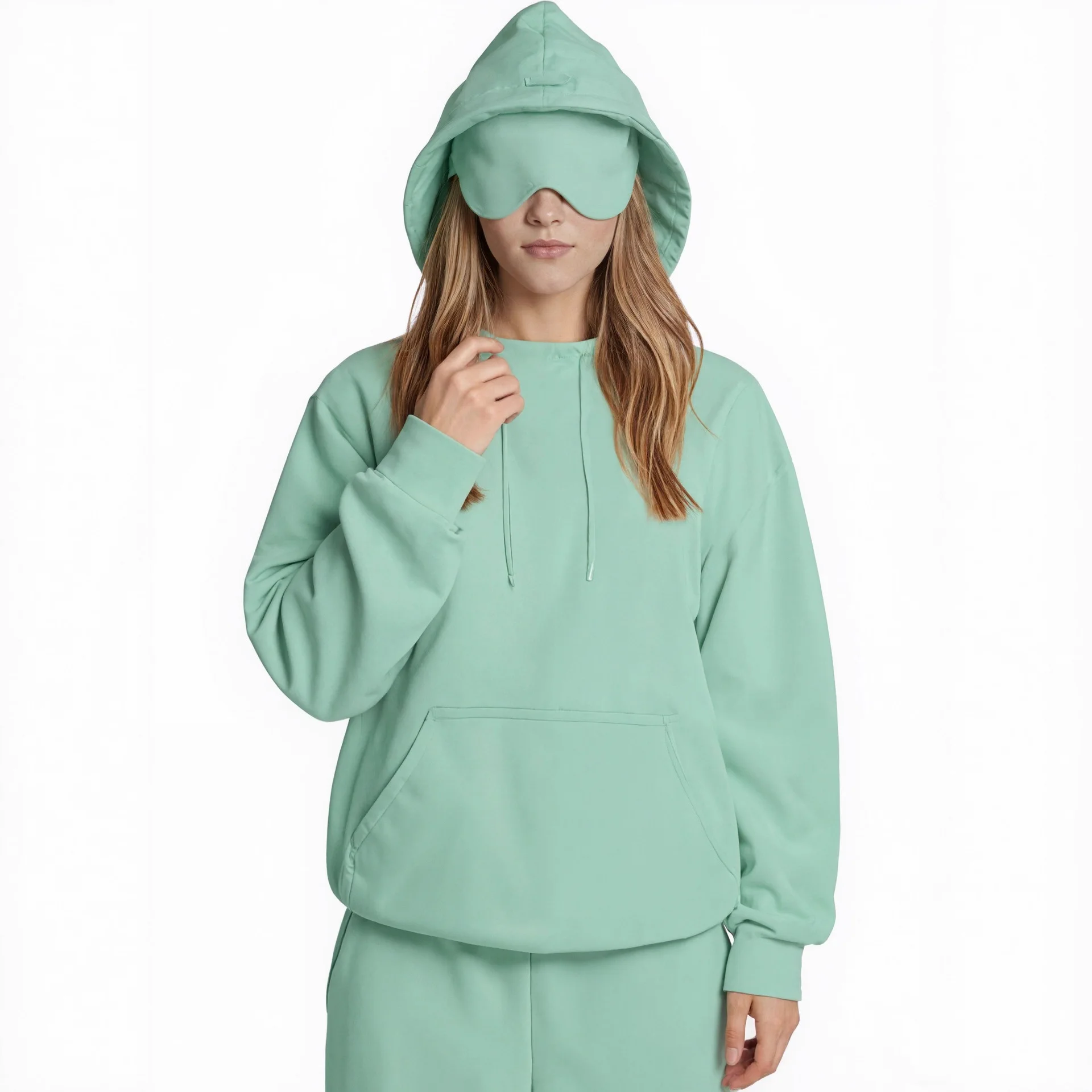 

Hoodies For Women Fall Winter Casual Sweatshirt Pullover Tops Eyes Mask Drawstring Long Sleeve Pullover Hooded Sweatshirt
