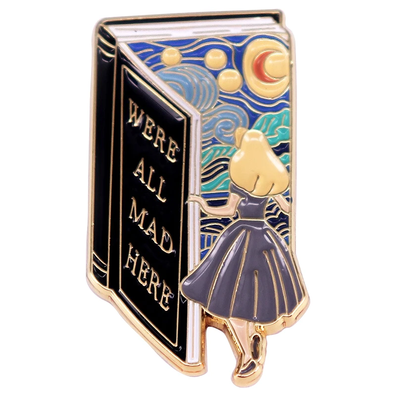 D2301 Were all mad here Starry sky Lapel Pin for Backpack Metal Badges Enamel Pin Brooch for Clothes Fashion Jewelry Accessories