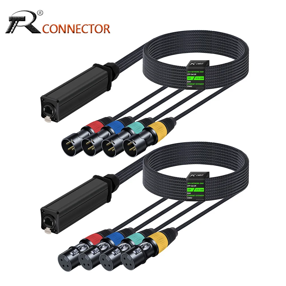

4 CH Multi Network Receiver Over Ethercon Cable XLR Extender for Stage Lighting Recording Studio-XLR Channel Over Cat5/6 Cable