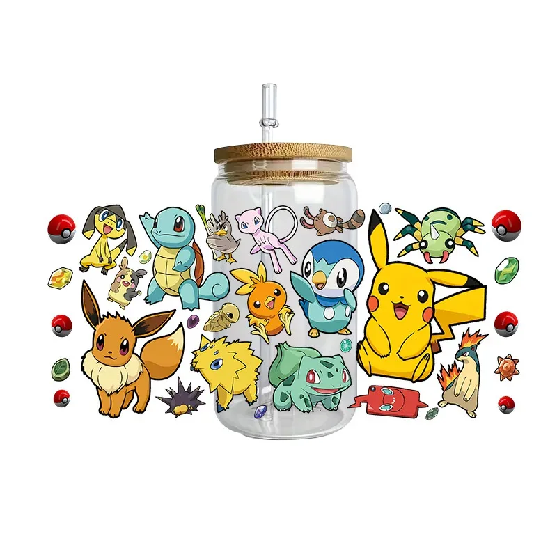 

Pocket cartoon Series easy peel waterproof DIY Decals 3D transfers uvdtf stickers 16oz uv dtf cup wraps for Libbey Glasses
