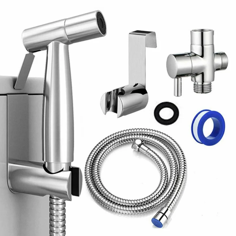 Stainless Steel Bidet Sprayer for Toilet, Handheld Cloth Diaper Sprayer, Bathroom Jet Sprayer Kit Spray Attachment with Hose, Gr