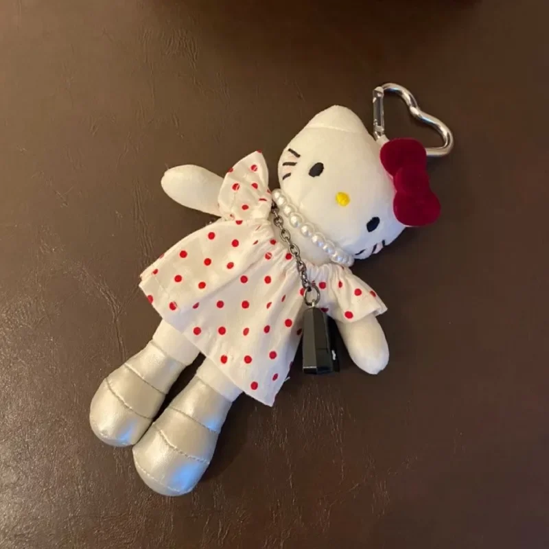 새로운 만화 산리오 롱 레그 헬로 키티 키체인 귀여운 애니메이션 인형 가방 장식 푹신한 키링 소녀 휴일 선물