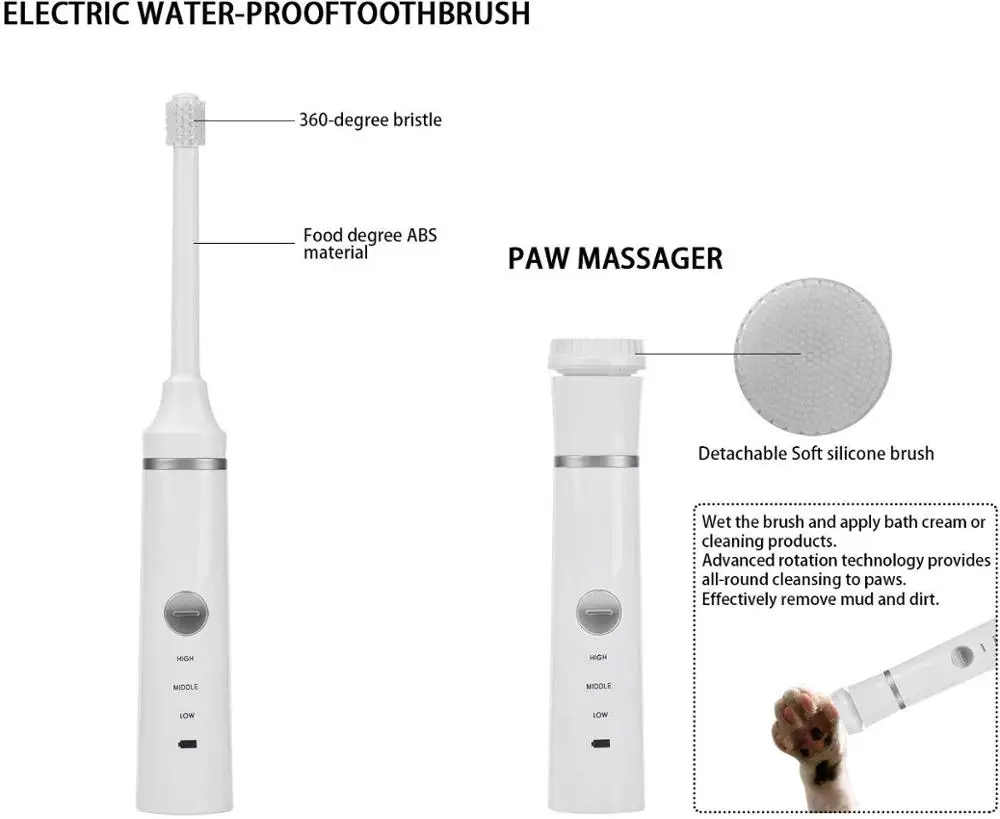 Pet grooming set 4 in 1 set clean grooming set pet toothbrush electric clipper foot massager pet nail grinder