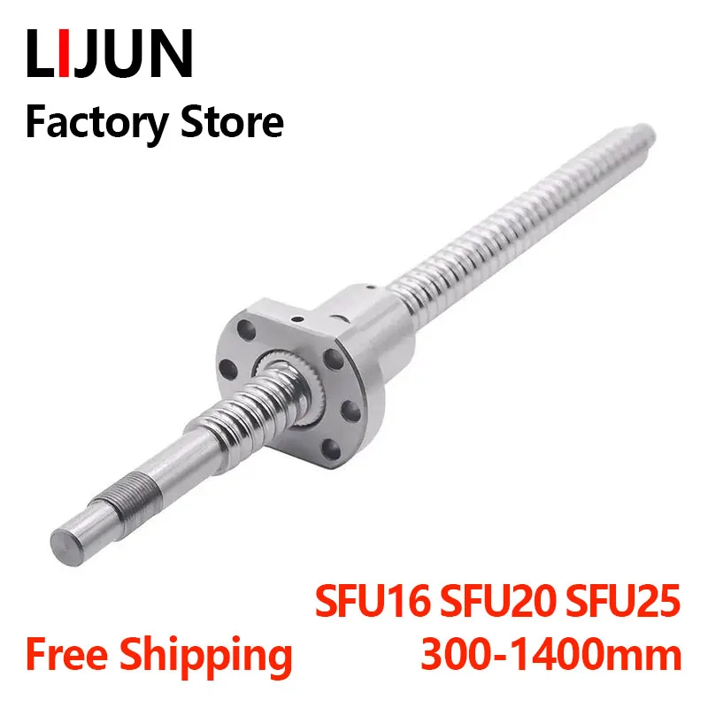 LIJUN Ball Screw kit SFU1604 SFU1605 SFU1610 SFU2004 SFU2005 SFU2010 SFU2504 SFU2505 SFU2510 With Single Nut End Machined CNC