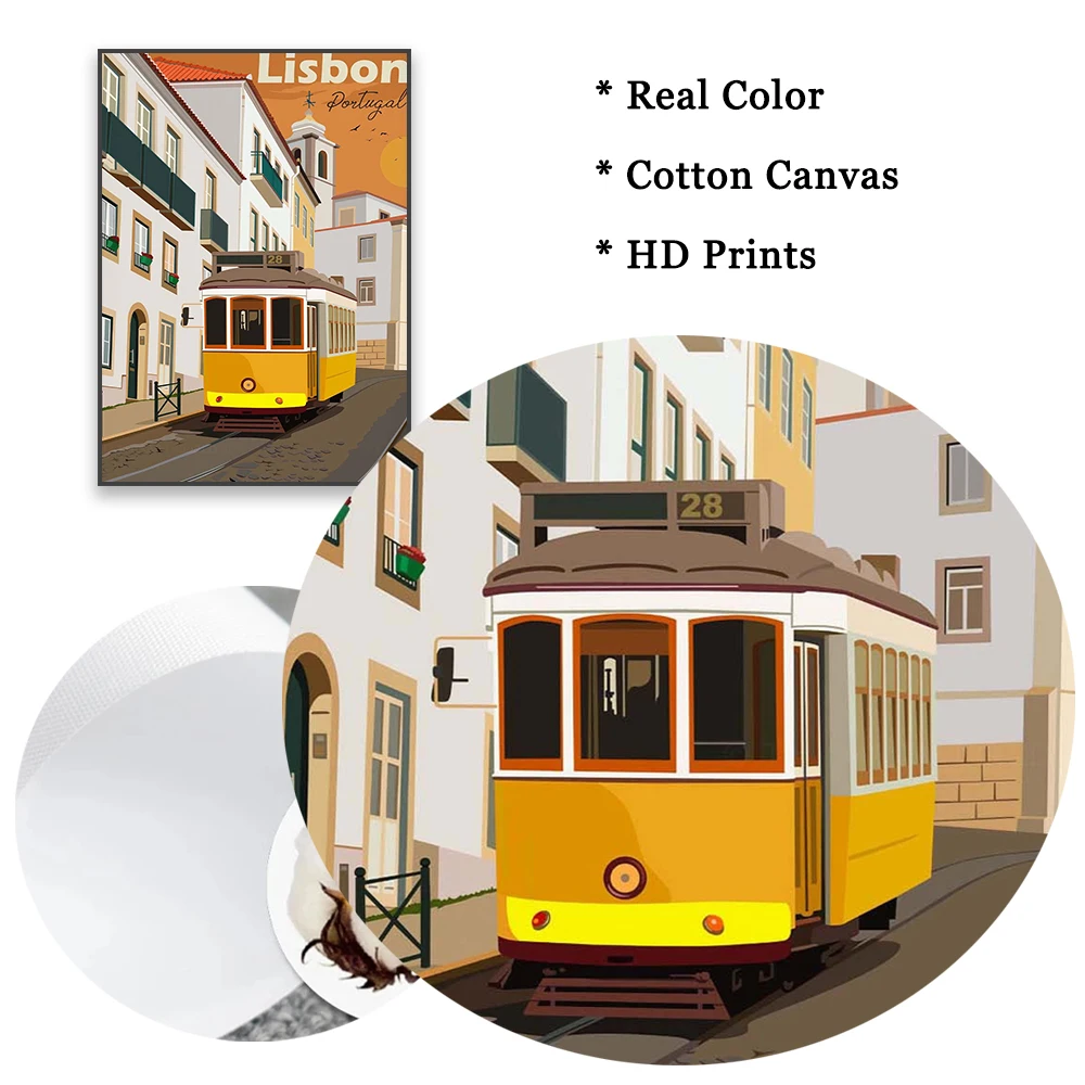 لشبونة الجدار ملصق فني السفر الفن يطبع البرتغال الحد الأدنى قماش اللوحة جنوب فرنسا يطبع النرويج Fjords السفر ديكور