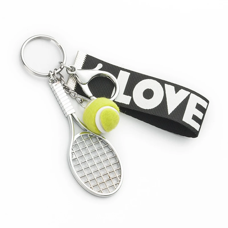 Cute Sport Mini Tennis Racket Pendant Keychain Badminton Keyring Key Chain Ring Finder Holer Accessories Gifts for Teenager Fan