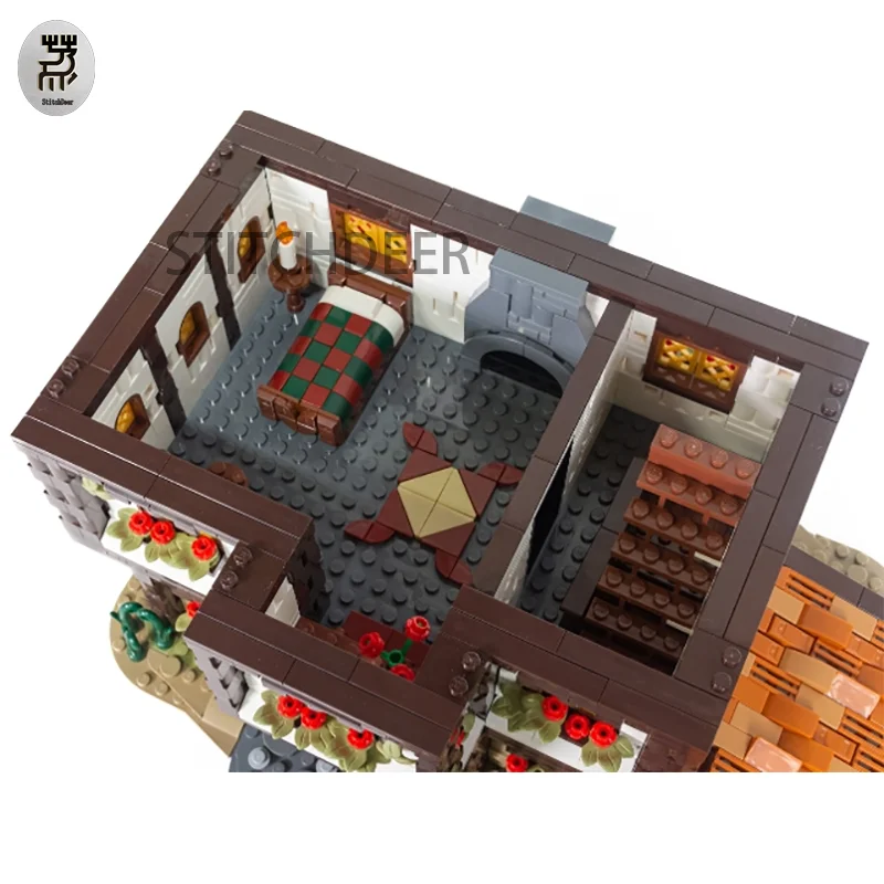 3889PCS MOC Scenes Modular Architecture Stables & Inn Building Blocks Puzzle Street View Model Toy Brick Children Birthday Gifts