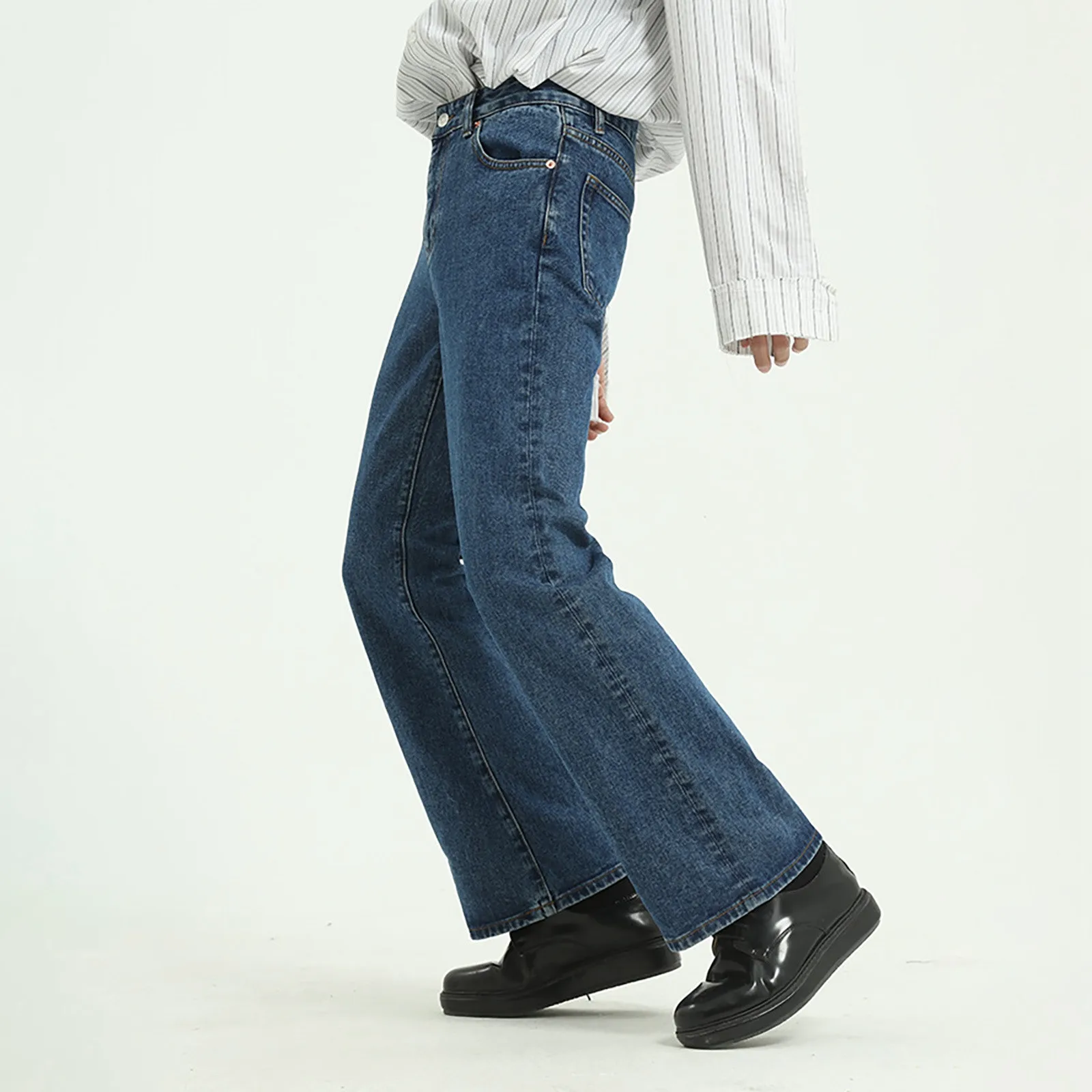 Męskie sześciokolorowe opcjonalne dżinsy Nieelastyczne dżinsy z wysokim stanem Micro-Horn Straight Leg Jeans Slim Personality Jeans Casual Pants