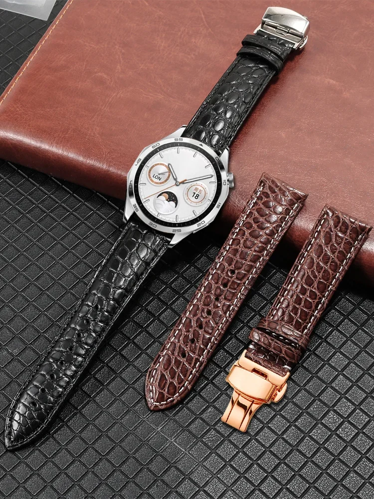 Compatible with H-u-a-w-e-i Ultimate Extraordinary Master Leather Bracelet GT5 Watch 3/4pro Alligator Leather Watch Strap