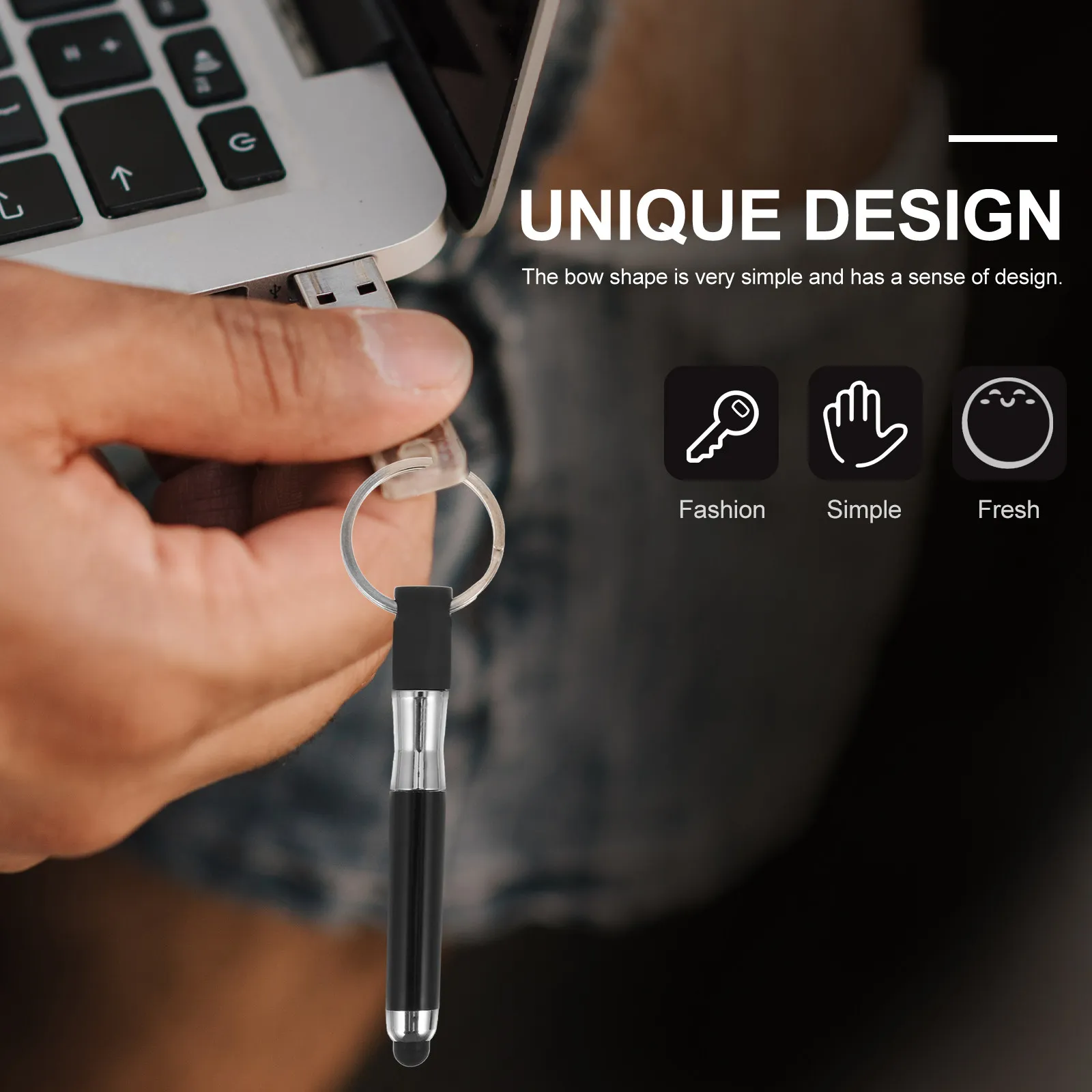 4Pcs Keyring Stylus Pens Mini Portable Ballpoint Screen Stylus Smooth Writing Drawing Chain Key Chain Pens