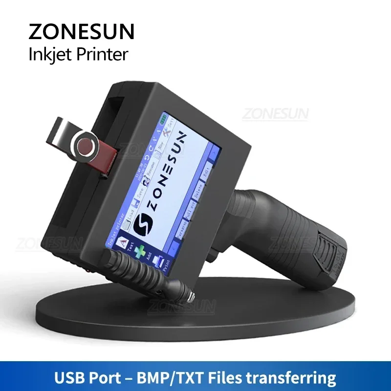 ZONESUN ZS-HIP254 多言語対応インクジェットプリンター ハンドヘルド ポータブル デジタル 25.4mm 番号 ロゴ QR バーコード バッチ 有効期限 シリアル