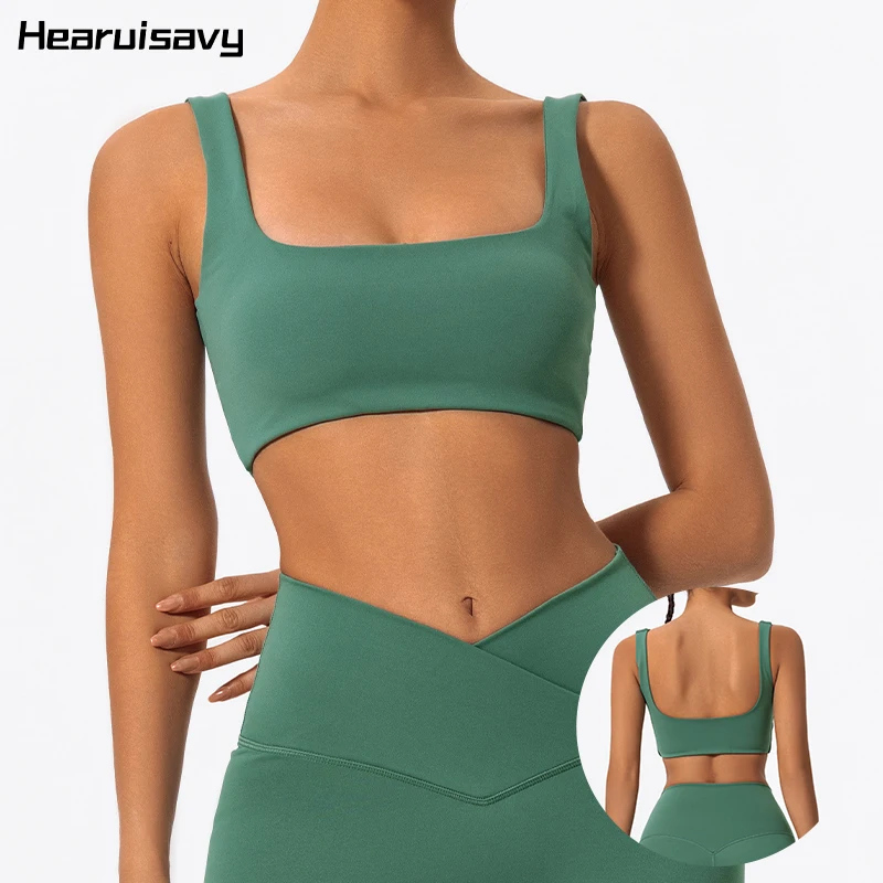 Hearuisavy Summer High Quality Sports Bra Push Up High Impact Gym Underwear Women Breathable Yoga Clothes Fitness Workout Top