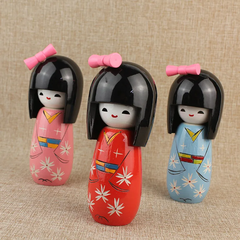 Japanese Puppet Doll Wood Kimono Sakura Miniature Figurines Collection Crafts Cuisine Sushi Restaurant Shop Display Ornaments