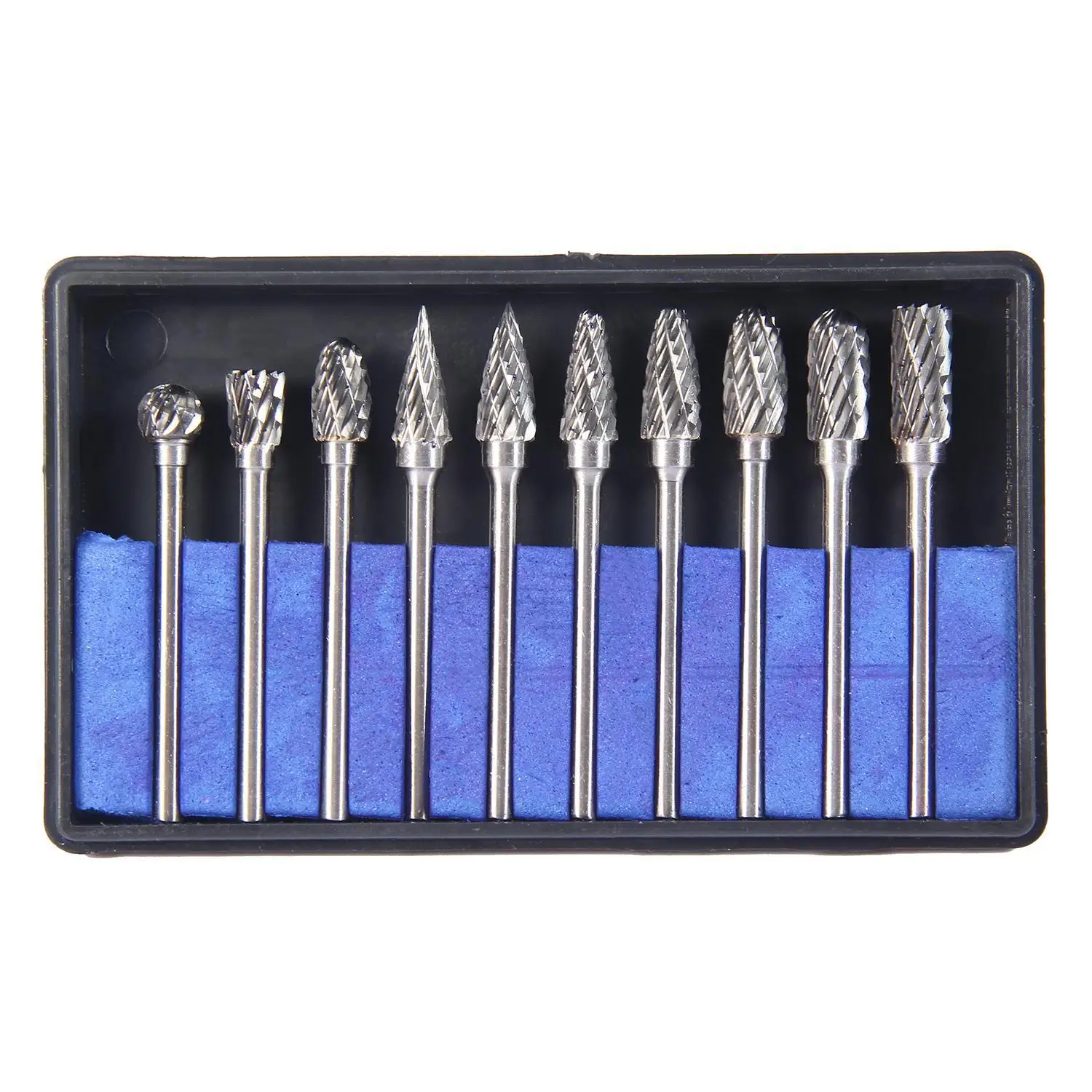 10pcs Tungsten Carbide Burrs Set 3/6MM Shank Double Cut Solid Carbide Rotary Burr Set for Die Grinder Drill