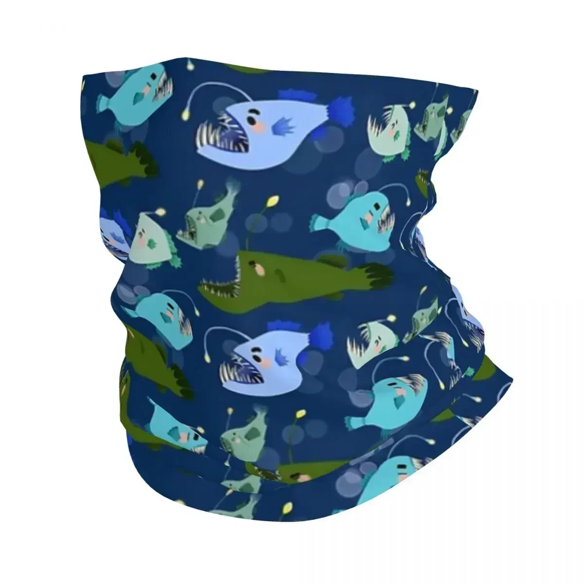 

Anglerfish - Fun Blue And Green Cartoon Fish Ocean Pattern Bandana Neck Cover Printed Mask Scarf Warm Headwear Outdoor Sports