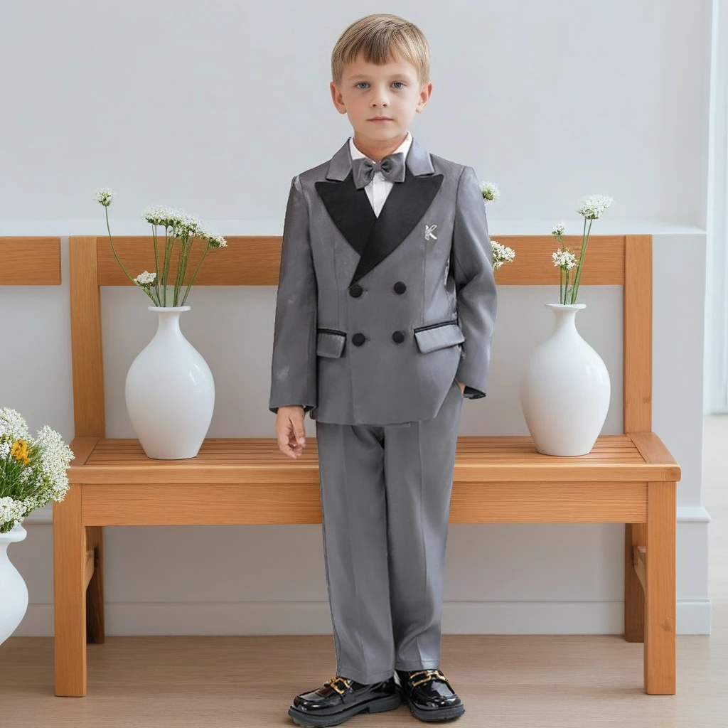 

Autumn Boy First Birthday Photo Shoot Costume British Kids Wedding Suit Set for Piano Recital Host Performance Blazer Outfits