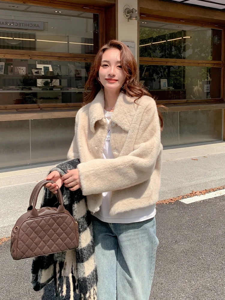 Eco-Friendly Women's Fur Coat Korean Sle Swan Velvet Luxury Artificial Mink Overcoat Inteated Leather And Fur Jaet