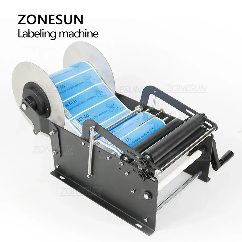 ZONESUN ZS-50W Sleeve Manual Mineral Water Plastic Round Bottle Labeling Machine For Round Bottles Sticker Label Packing Machine