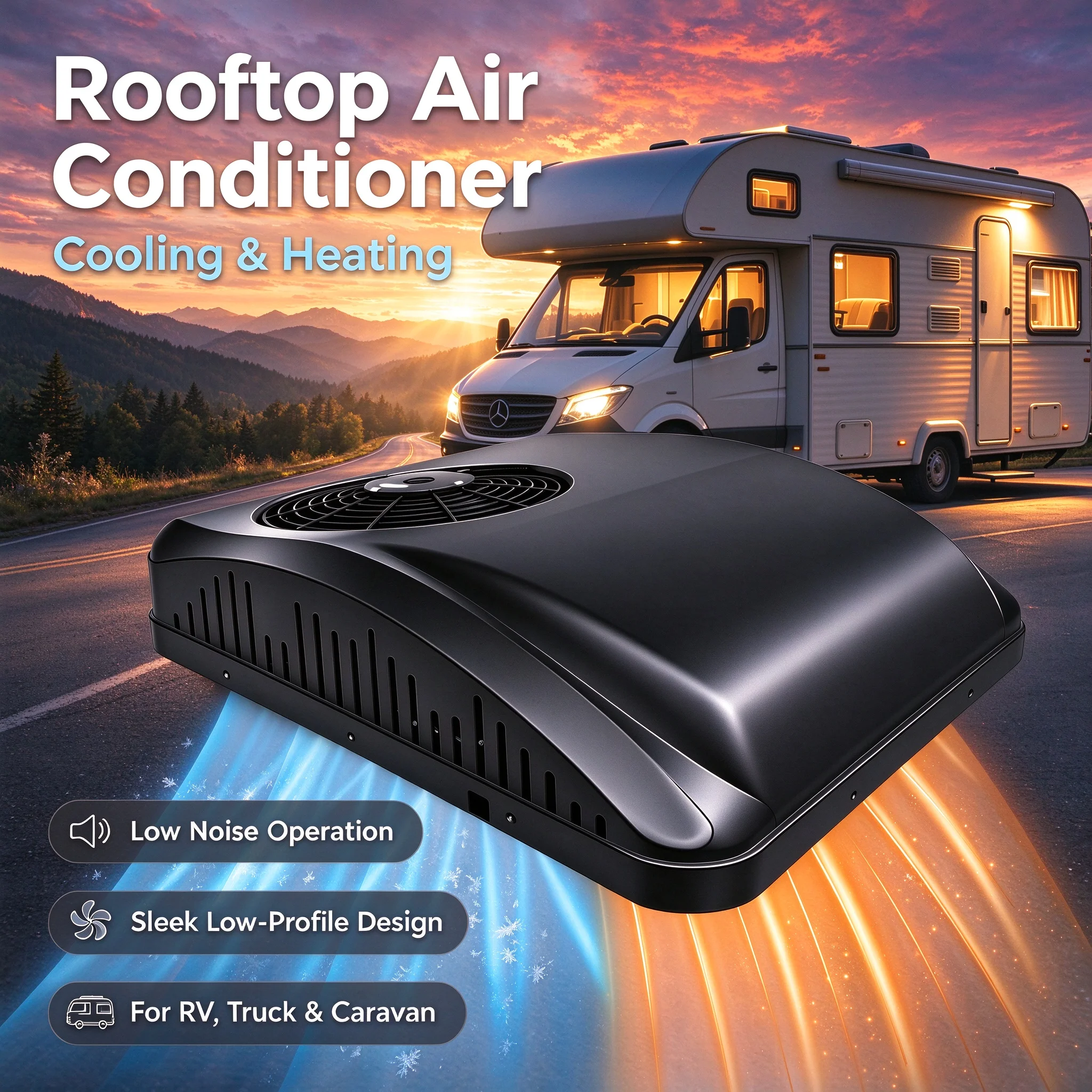 13500BTU 12V Rooftop Air Conditioning Electric Parking Low Noise Rapid Air Conditioners For Truck Camper Van Caravans MotorHome