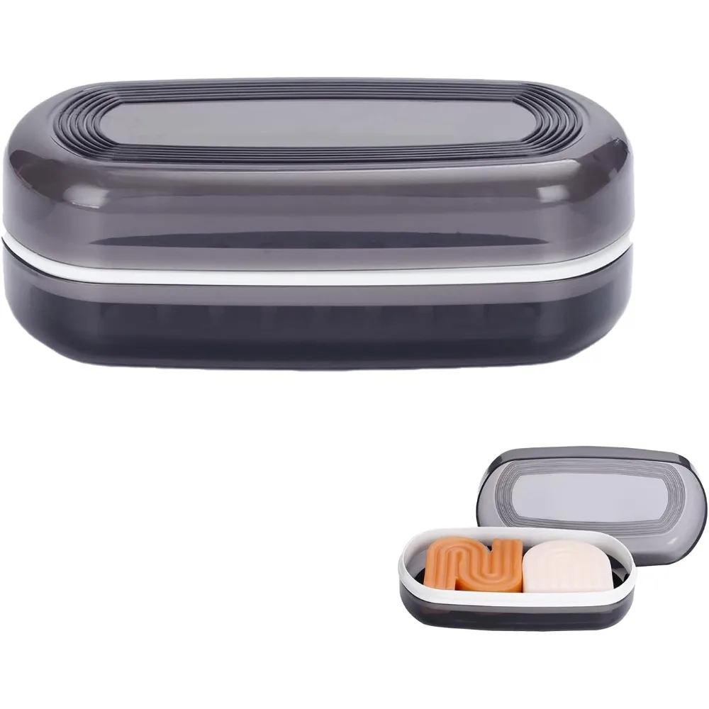 Estuche portátil para barras de champú de viaje con soporte para jabonera con drenaje, contenedor de almacenamiento ventilado a prueba de fugas para barras de champú, jabón sólido y organizador de artículos de baño, ideal para viajes de camping, gimnasio y vacaciones, duradero