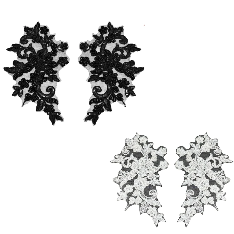 Flowers Beaded Lace Applique Embroidery Sewing on Patches for Wedding Dress Drop shipping