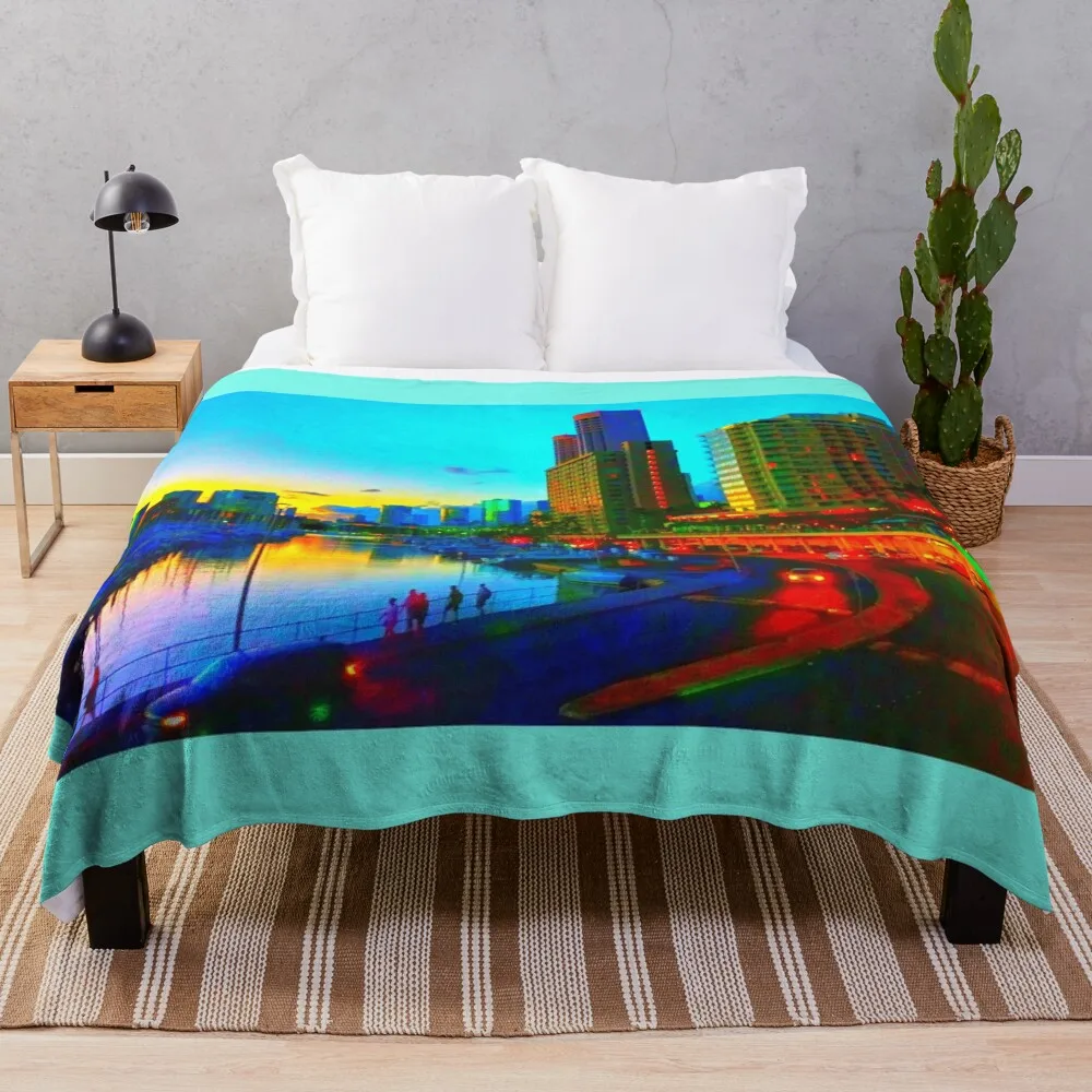 

Ilikai sunset over the Ala Wai Marina II Throw Blanket Luxury Brand Thins Flannel Fabric Luxury Thicken Blankets