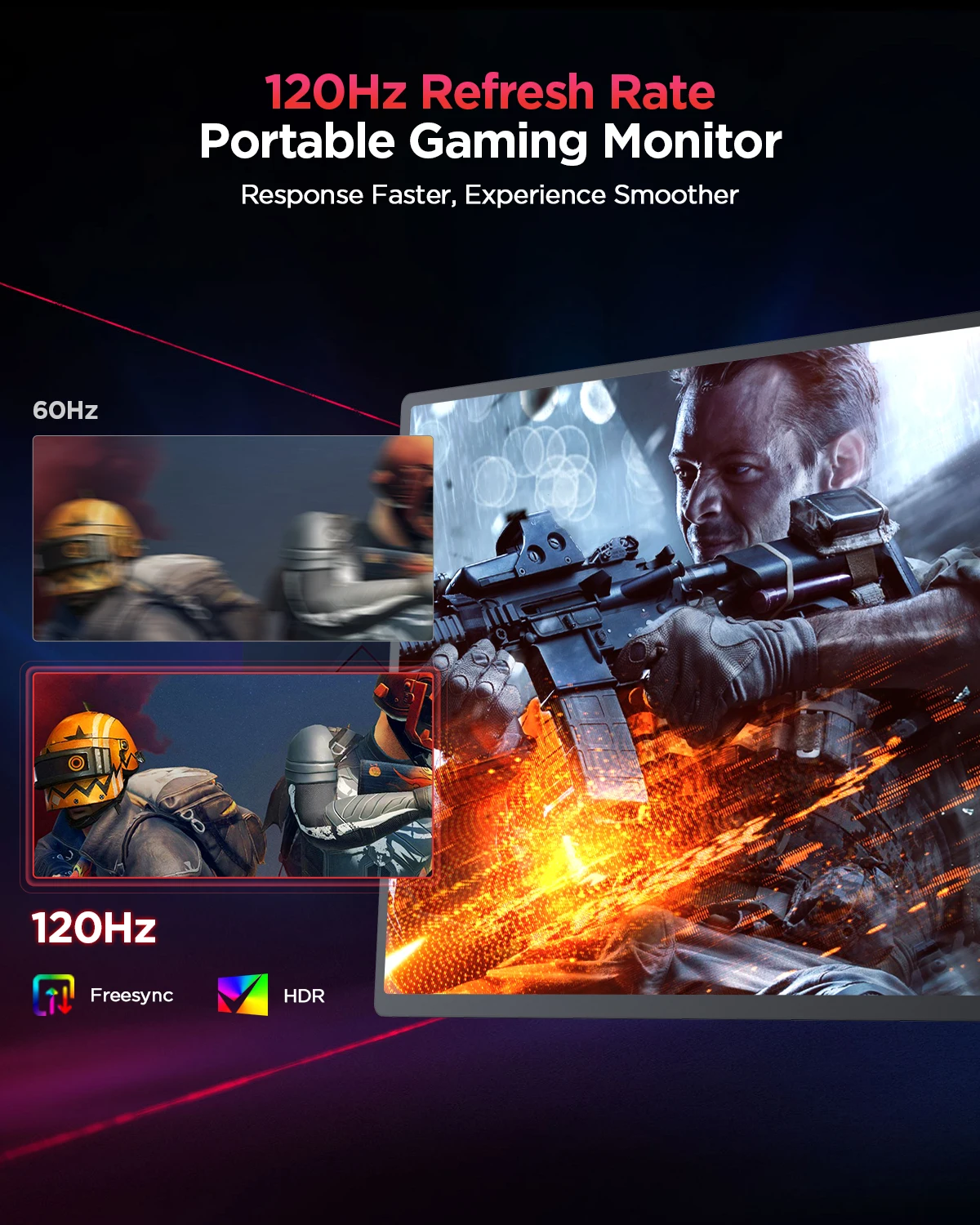 Imagem -02 - Monitor de Jogos Portátil Uperfect 2k 120 hz 16 2560x1600 Qhd Hdr Sync Ips Tela Usb Tipo-c Hdmi Externo para pc Switch Laptop Phone Console de Jogos