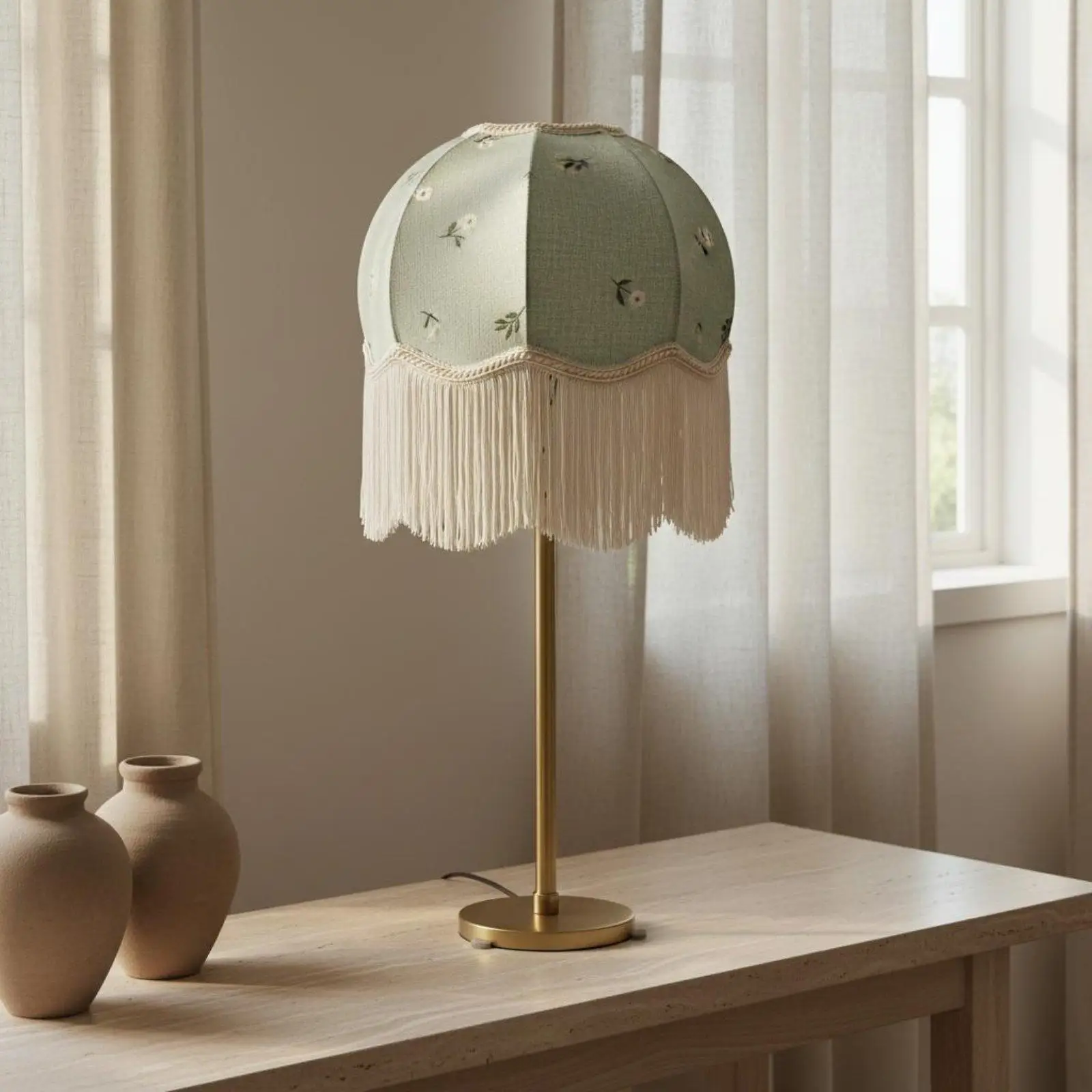Elegant Textile Lamp Shade Vintage Tassel Fabric Lampshade Replacement Soft Light Diffuser for Modern and Traditional Table Lamp