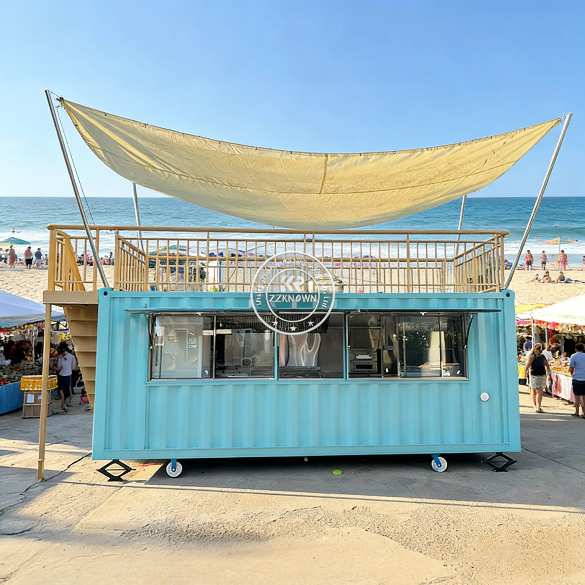 Fully Equipped Enclosed Trailer Food Kiosk Crepe Container Food Truck Trailer Cart Catering Truck with Wheels