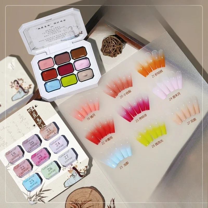 

Mini 9-Color Chinese Style Eye Shadow Palette Nail Polish Long Lasting Waterproof Non Toxic Makeup Nail Art Vegan Beauty Essenti