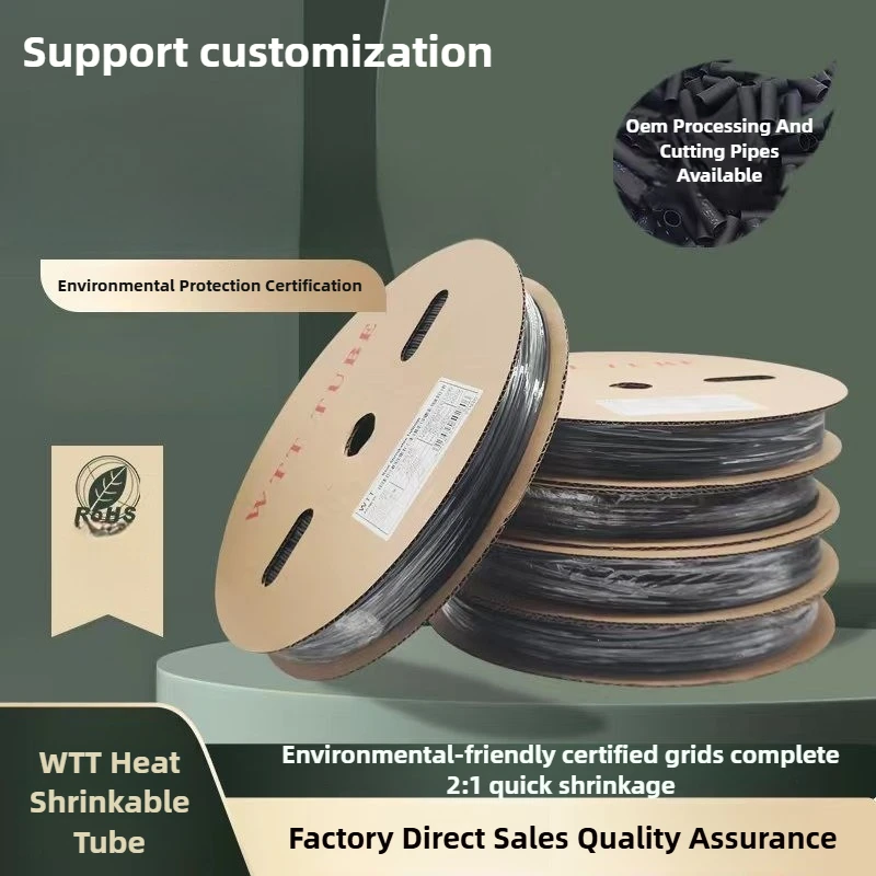 

100/200 Meter Heat Shrinkable 1/2/3/5/6/8/10 Mm Diameter Black Heat Shrinkable Tubing Shrink Tube Wire Cable Sleeving