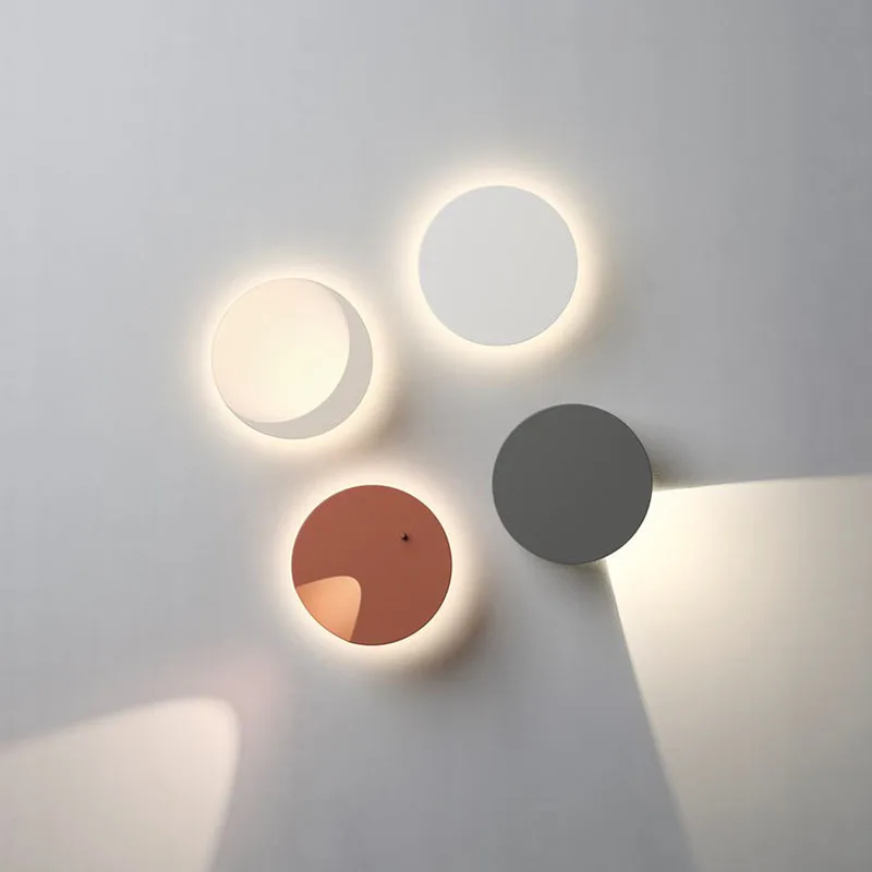 

Modern simple led round wall lamp creative light and shadow living room background wall stairs room side atmosphere engine