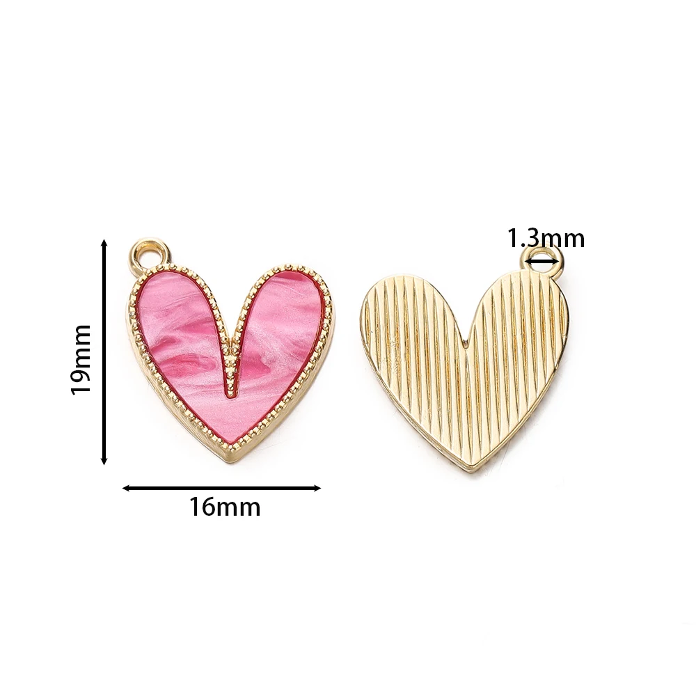 10pcs/lot Alloy Heart-shaped Imitation Shell Alloy Pendants Necklace Charm for DIY Jewelry Making Crafts Supplies Findings